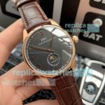 Swiss Replica IWC Portuguese Moonphase Watch Rose Gold Black Dial